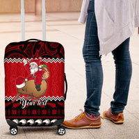 Personalised New Zealand Christmas Luggage Cover Kiwi Santa Claus Maori Meri Kirihimete LT9 Red - Polynesian Pride