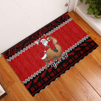 Personalised New Zealand Christmas Rubber Doormat Kiwi Santa Claus Maori Meri Kirihimete LT9 Red - Polynesian Pride