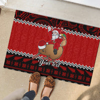 Personalised New Zealand Christmas Rubber Doormat Kiwi Santa Claus Maori Meri Kirihimete LT9 - Polynesian Pride