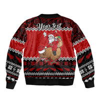 Personalised New Zealand Christmas Sleeve Zip Bomber Jacket Kiwi Santa Claus Maori Meri Kirihimete LT9 - Polynesian Pride