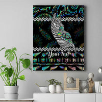 Personalised New Zealand Christmas Canvas Wall Art Maori Fern Manaia Meri Kirihimete with Papaua Shell LT9 Black - Polynesian Pride