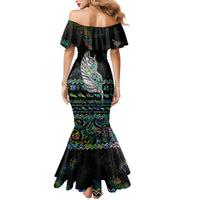 Personalised New Zealand Christmas Family Matching Mermaid Dress and Hawaiian Shirt Maori Fern Manaia Meri Kirihimete with Papaua Shell LT9 - Polynesian Pride