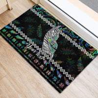 Personalised New Zealand Christmas Rubber Doormat Maori Fern Manaia Meri Kirihimete with Papaua Shell LT9 - Polynesian Pride