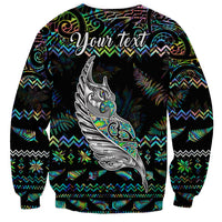 Personalised New Zealand Christmas Sweatshirt Maori Fern Manaia Meri Kirihimete with Papaua Shell LT9 - Polynesian Pride