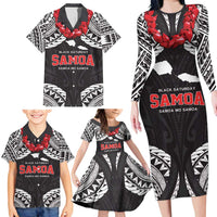 Samoa Black Saturday Family Matching Long Sleeve Bodycon Dress and Hawaiian Shirt Samoa mo Samoa with Black Ula Fala
