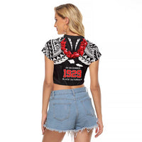 Samoa Black Saturday Raglan Cropped T Shirt Samoa mo Samoa with Black Ula Fala