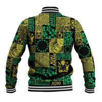 Cook Islands Mere Kiritimiti Baseball Jacket Pacific Patchwork Xmas Vibes - Polynesian Pride