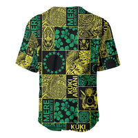 Cook Islands Mere Kiritimiti Baseball Jersey Pacific Patchwork Xmas Vibes - Polynesian Pride