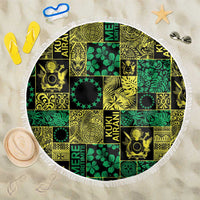 Cook Islands Mere Kiritimiti Beach Blanket Pacific Patchwork Xmas Vibes - Polynesian Pride