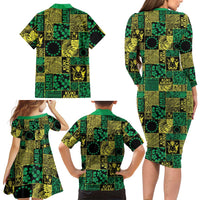 Cook Islands Mere Kiritimiti Family Matching Long Sleeve Bodycon Dress and Hawaiian Shirt Pacific Patchwork Xmas Vibes LT9 - Polynesian Pride