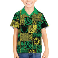 Cook Islands Mere Kiritimiti Family Matching Short Sleeve Bodycon Dress and Hawaiian Shirt Pacific Patchwork Xmas Vibes - Polynesian Pride