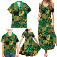 Cook Islands Mere Kiritimiti Family Matching Summer Maxi Dress and Hawaiian Shirt Pacific Patchwork Xmas Vibes - Polynesian Pride