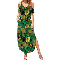 Cook Islands Mere Kiritimiti Family Matching Summer Maxi Dress and Hawaiian Shirt Pacific Patchwork Xmas Vibes - Polynesian Pride