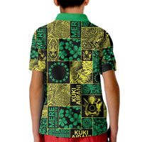 Cook Islands Mere Kiritimiti Kid Polo Shirt Pacific Patchwork Xmas Vibes - Polynesian Pride