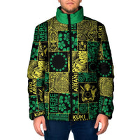 Cook Islands Mere Kiritimiti Padded Jacket Pacific Patchwork Xmas Vibes - Polynesian Pride