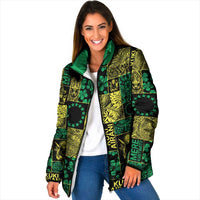 Cook Islands Mere Kiritimiti Padded Jacket Pacific Patchwork Xmas Vibes - Polynesian Pride