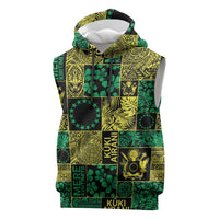 Cook Islands Mere Kiritimiti Sleeveless Hoodie Pacific Patchwork Xmas Vibes - Polynesian Pride