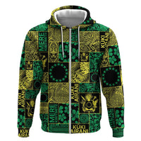 Cook Islands Mere Kiritimiti Zip Hoodie Pacific Patchwork Xmas Vibes - Polynesian Pride
