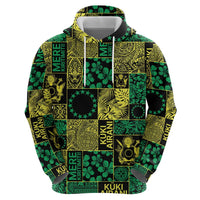 Cook Islands Mere Kiritimiti Zip Hoodie Pacific Patchwork Xmas Vibes - Polynesian Pride