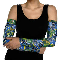 Solomon Islands Meri Kirihimete Arm Sleeves Pacific Patchwork Xmas Vibes - Polynesian Pride