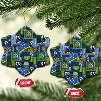 Solomon Islands Meri Kirihimete Ceramic Ornament Pacific Patchwork Xmas Vibes - Polynesian Pride