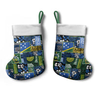 Solomon Islands Meri Kirihimete Christmas Stocking Pacific Patchwork Xmas Vibes - Polynesian Pride