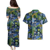 Solomon Islands Meri Kirihimete Couples Matching Puletasi and Hawaiian Shirt Pacific Patchwork Xmas Vibes - Polynesian Pride