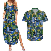 Solomon Islands Meri Kirihimete Couples Matching Summer Maxi Dress and Hawaiian Shirt Pacific Patchwork Xmas Vibes LT9 Blue - Polynesian Pride