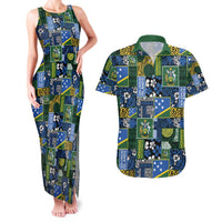 Solomon Islands Meri Kirihimete Couples Matching Tank Maxi Dress and Hawaiian Shirt Pacific Patchwork Xmas Vibes - Polynesian Pride
