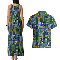 Solomon Islands Meri Kirihimete Couples Matching Tank Maxi Dress and Hawaiian Shirt Pacific Patchwork Xmas Vibes - Polynesian Pride