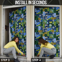 Solomon Islands Meri Kirihimete Door Cover Pacific Patchwork Xmas Vibes - Polynesian Pride