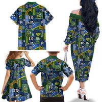 Solomon Islands Meri Kirihimete Family Matching Off The Shoulder Long Sleeve Dress and Hawaiian Shirt Pacific Patchwork Xmas Vibes LT9 - Polynesian Pride