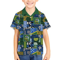 Solomon Islands Meri Kirihimete Family Matching Off Shoulder Maxi Dress and Hawaiian Shirt Pacific Patchwork Xmas Vibes - Polynesian Pride