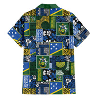 Solomon Islands Meri Kirihimete Family Matching Off Shoulder Short Dress and Hawaiian Shirt Pacific Patchwork Xmas Vibes LT9 - Polynesian Pride