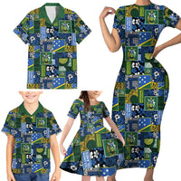 Solomon Islands Meri Kirihimete Family Matching Short Sleeve Bodycon Dress and Hawaiian Shirt Pacific Patchwork Xmas Vibes - Polynesian Pride
