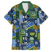 Solomon Islands Meri Kirihimete Family Matching Short Sleeve Bodycon Dress and Hawaiian Shirt Pacific Patchwork Xmas Vibes LT9 Dad's Shirt - Short Sleeve Blue - Polynesian Pride