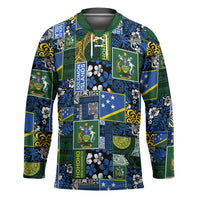 Solomon Islands Meri Kirihimete Hockey Jersey Pacific Patchwork Xmas Vibes - Polynesian Pride