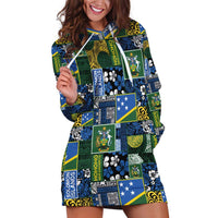 Solomon Islands Meri Kirihimete Hoodie Dress Pacific Patchwork Xmas Vibes - Polynesian Pride