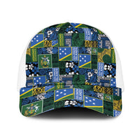 Solomon Islands Meri Kirihimete Mesh Trucker Cap Pacific Patchwork Xmas Vibes - Polynesian Pride