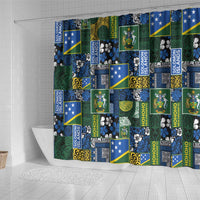 Solomon Islands Meri Kirihimete Shower Curtain Pacific Patchwork Xmas Vibes - Polynesian Pride