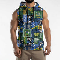 Solomon Islands Meri Kirihimete Sleeveless Hoodie Pacific Patchwork Xmas Vibes - Polynesian Pride