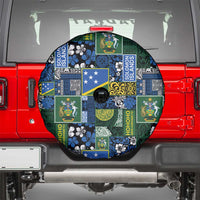 Solomon Islands Meri Kirihimete Spare Tire Cover Pacific Patchwork Xmas Vibes - Polynesian Pride