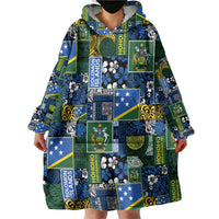 Solomon Islands Meri Kirihimete Wearable Blanket Hoodie Pacific Patchwork Xmas Vibes - Polynesian Pride