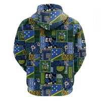 Solomon Islands Meri Kirihimete Zip Hoodie Pacific Patchwork Xmas Vibes - Polynesian Pride