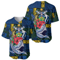 Solomon Islands Meri Kirihimete Baseball Jersey Funny Santa Riding Shark - Polynesian Pride