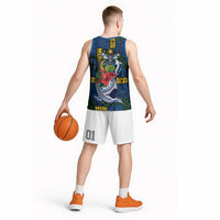 Solomon Islands Meri Kirihimete Basketball Jersey Funny Santa Riding Shark - Polynesian Pride