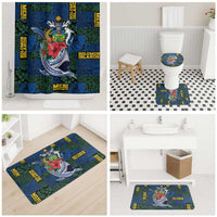 Solomon Islands Meri Kirihimete Bathroom Set Funny Santa Riding Shark - Polynesian Pride