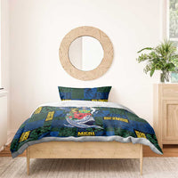 Solomon Islands Meri Kirihimete Bedding Set Funny Santa Riding Shark - Polynesian Pride