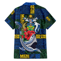 Solomon Islands Meri Kirihimete Family Matching Off The Shoulder Long Sleeve Dress and Hawaiian Shirt Funny Santa Riding Shark LT9 - Polynesian Pride
