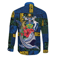 Solomon Islands Meri Kirihimete Family Matching Off Shoulder Maxi Dress and Hawaiian Shirt Funny Santa Riding Shark LT9 - Polynesian Pride